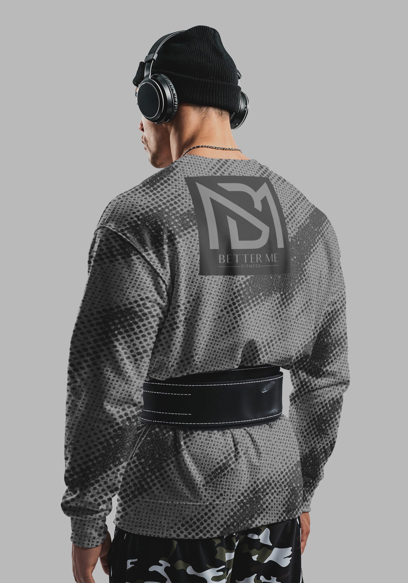 Better Me Fitness logo applied on gym trainer apparel mockup