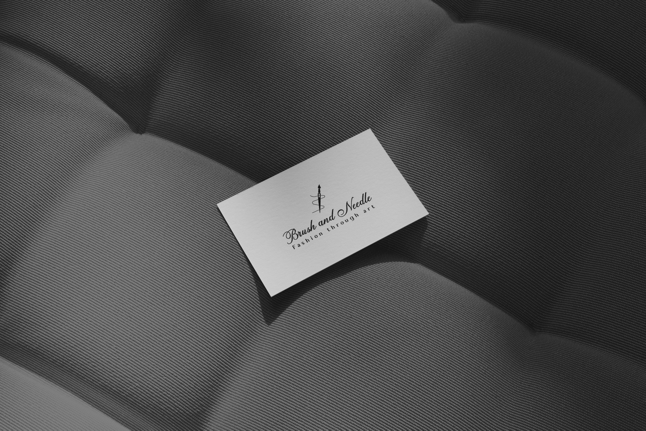 Brush and Needle Logo Design on Business Card