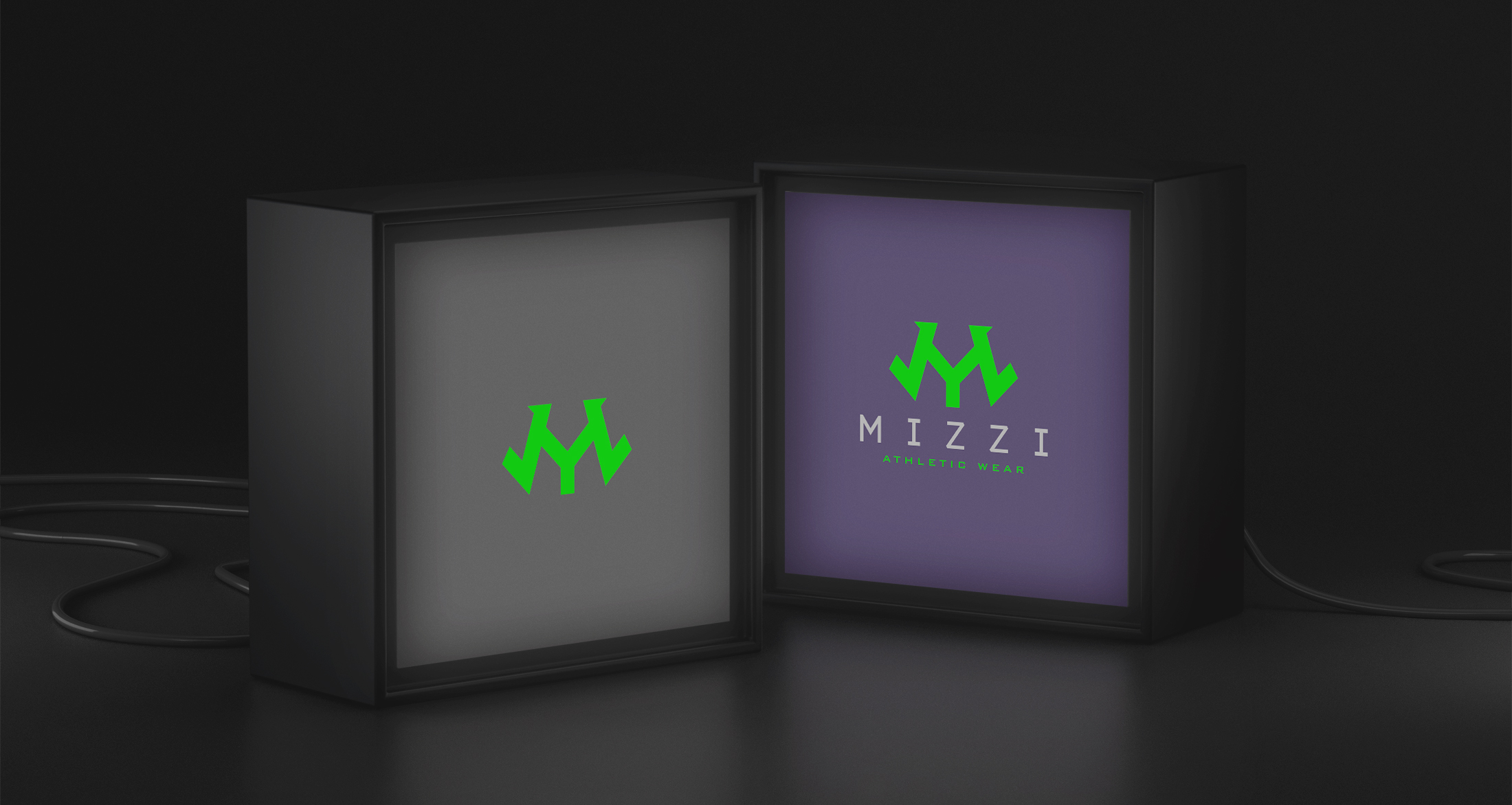 Mizzi logo on light board