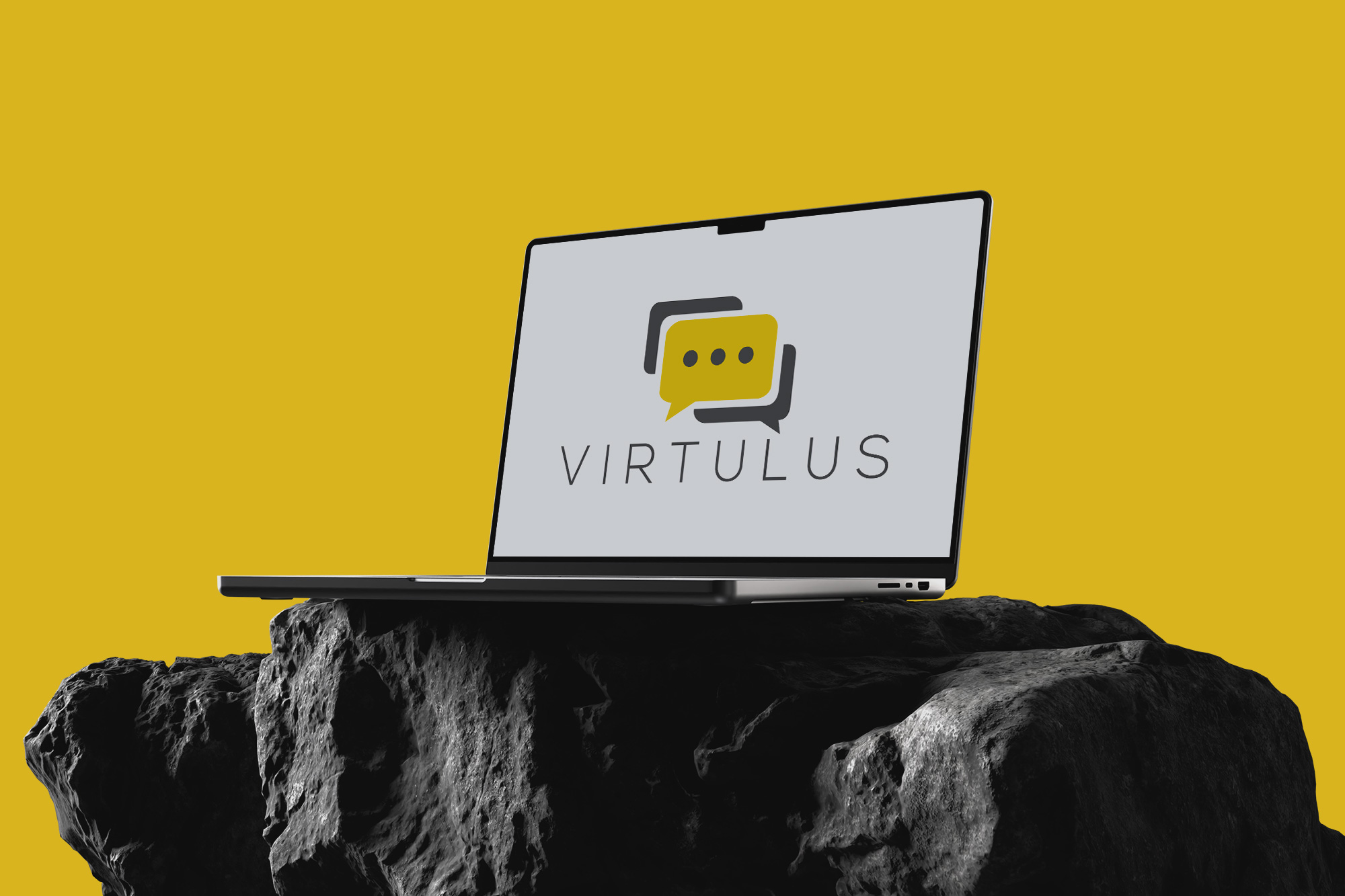 Virtulus logo application on a laptop