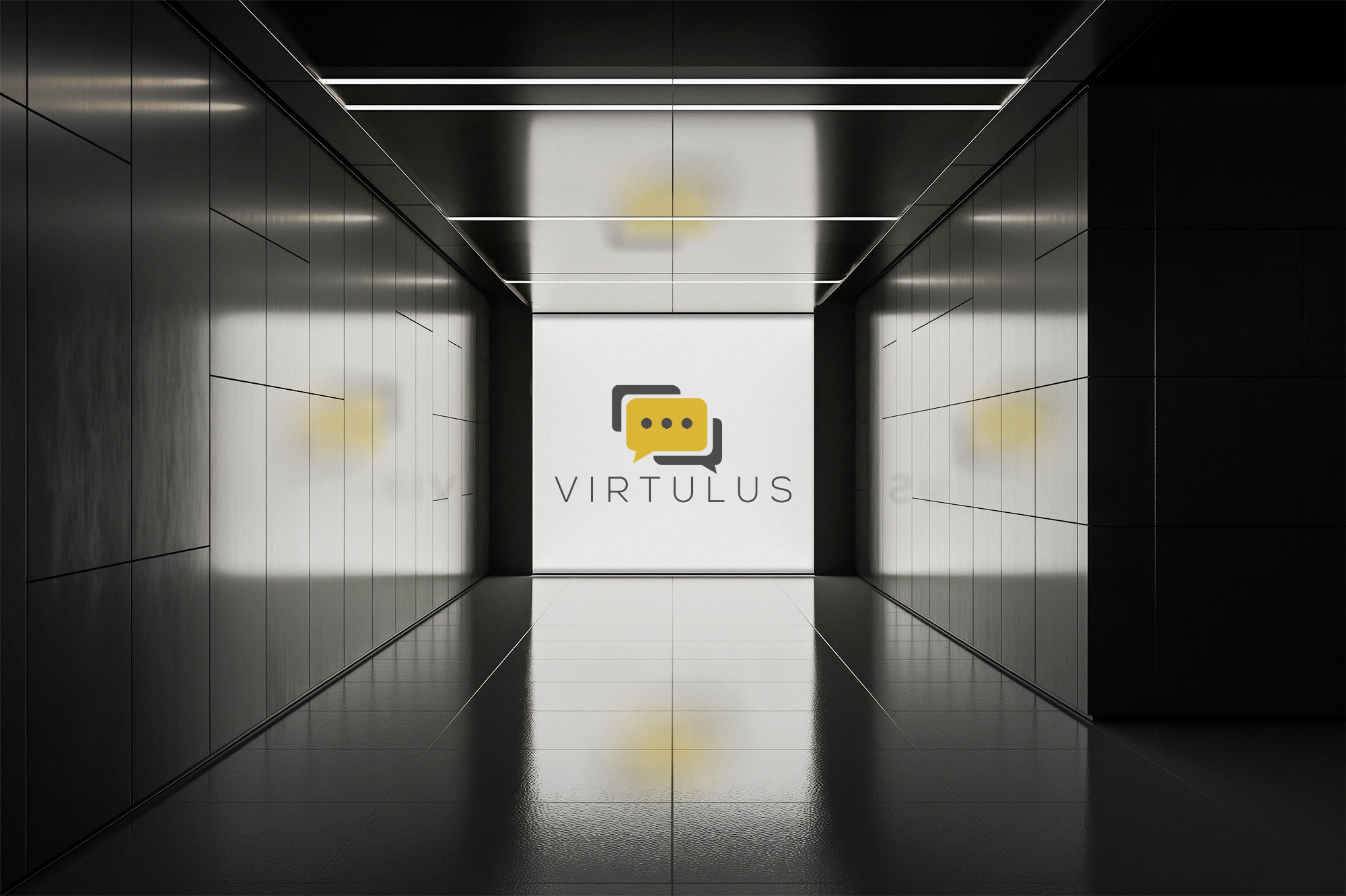 Virtulus logo application on a digital screen