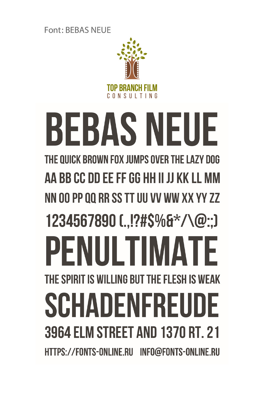 Bebas Neue Font Sample
