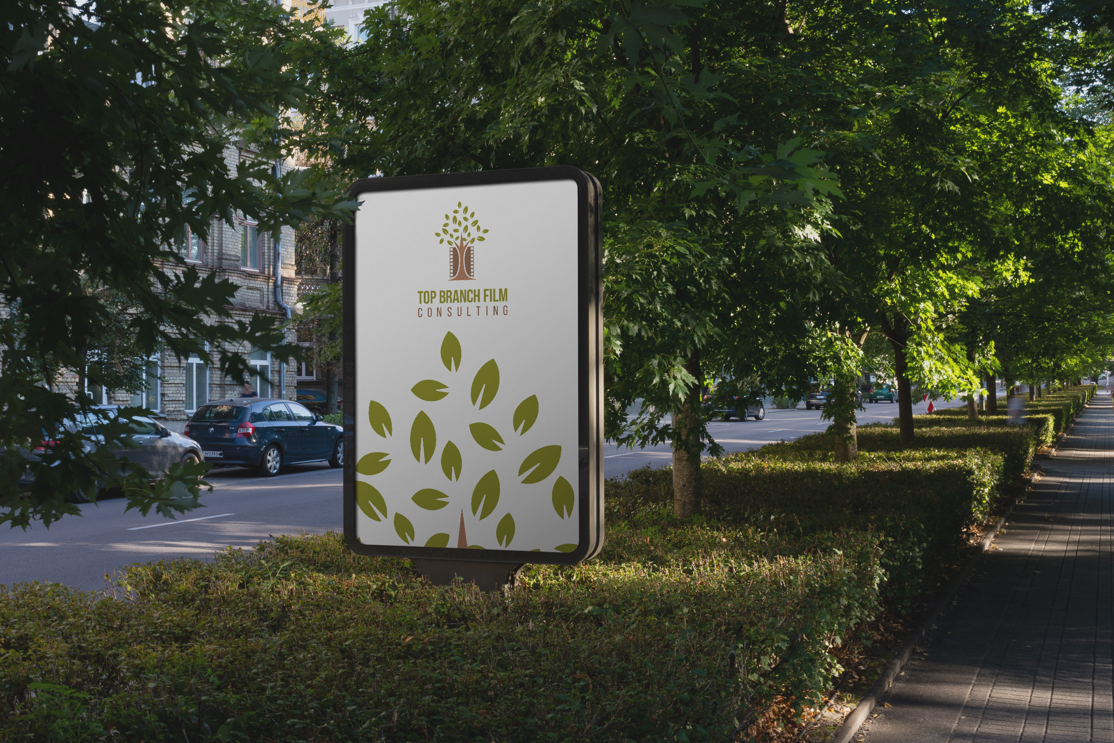 Top Branch Film Consulting creative logo billboard mockup