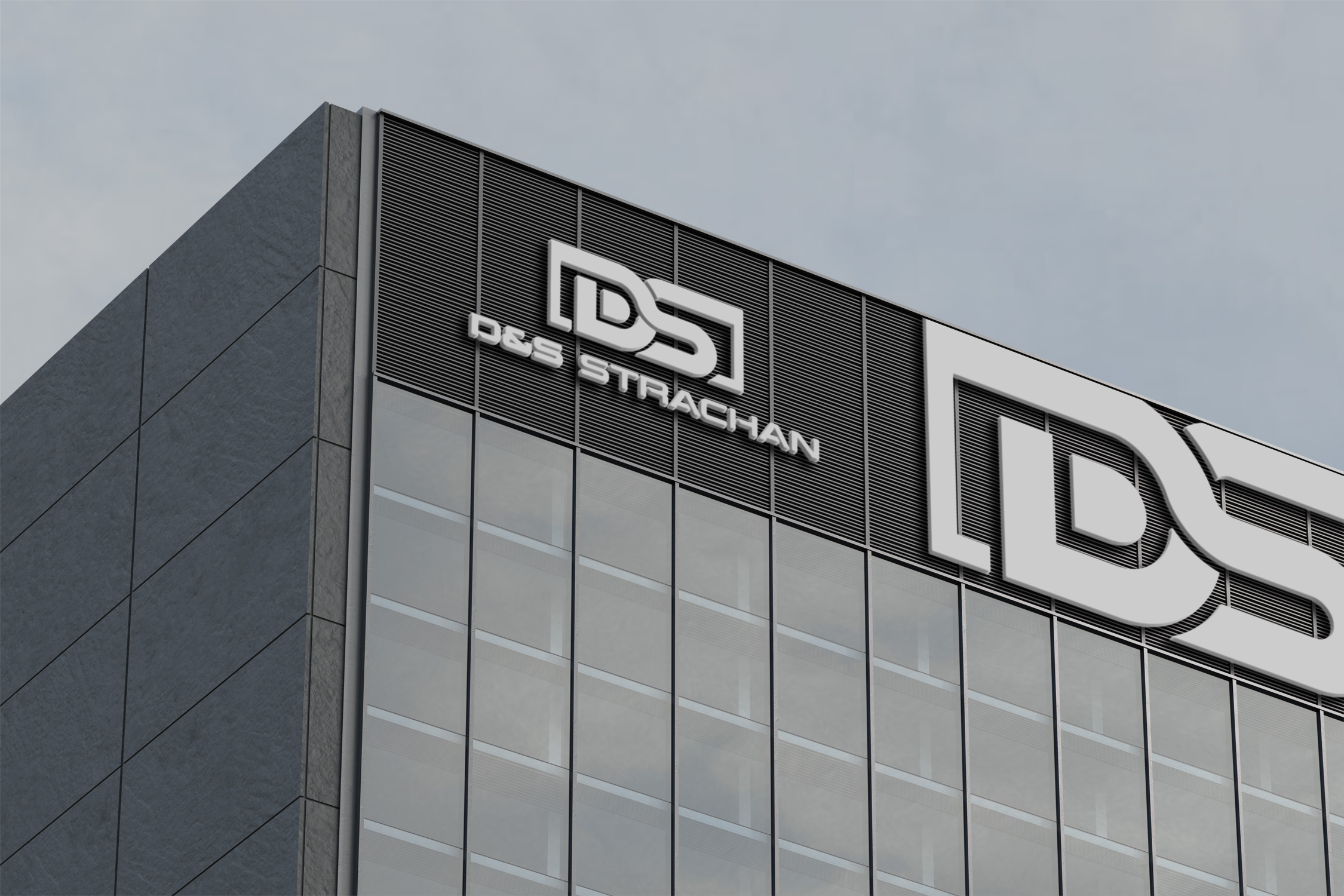 Minimal logo design building sign mockup