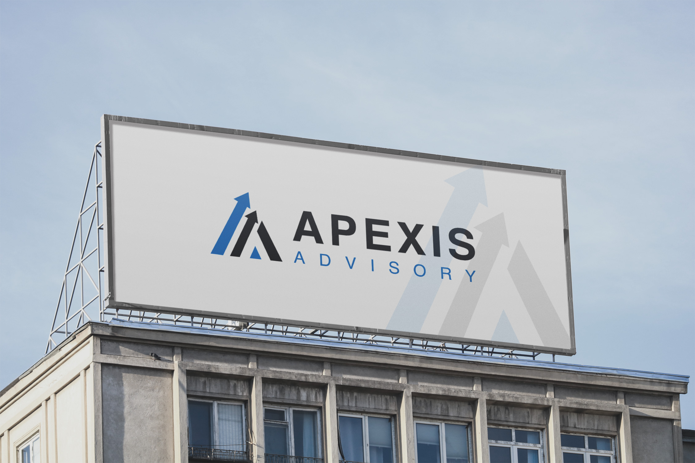 Apexis modern logo design big billboard mockup