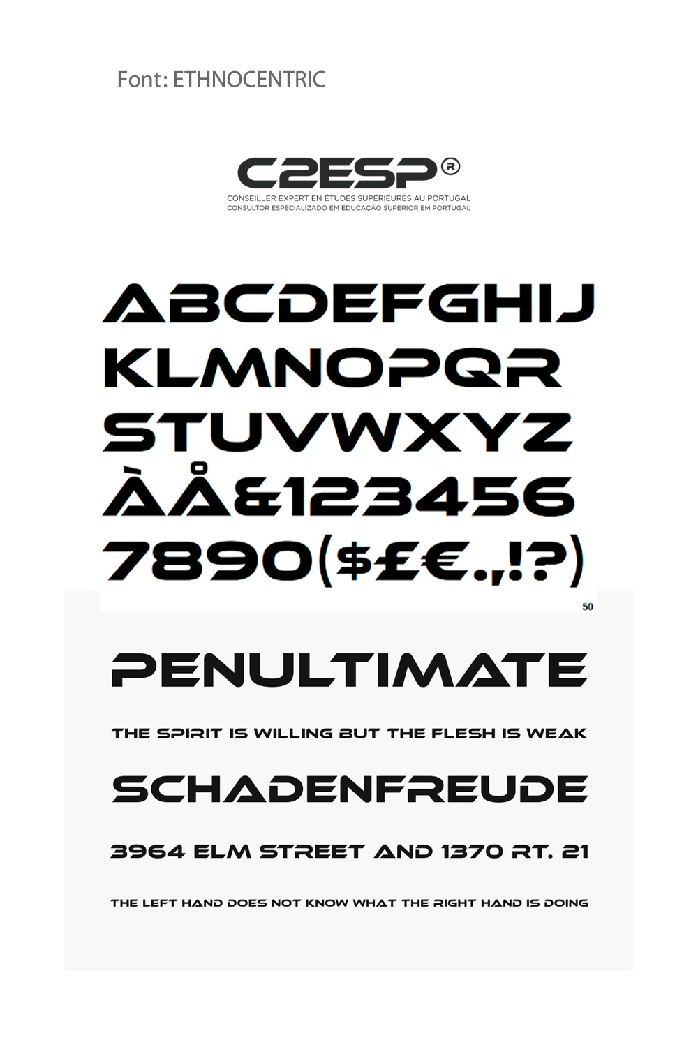 Ethnocentric font used in C2ESP logo