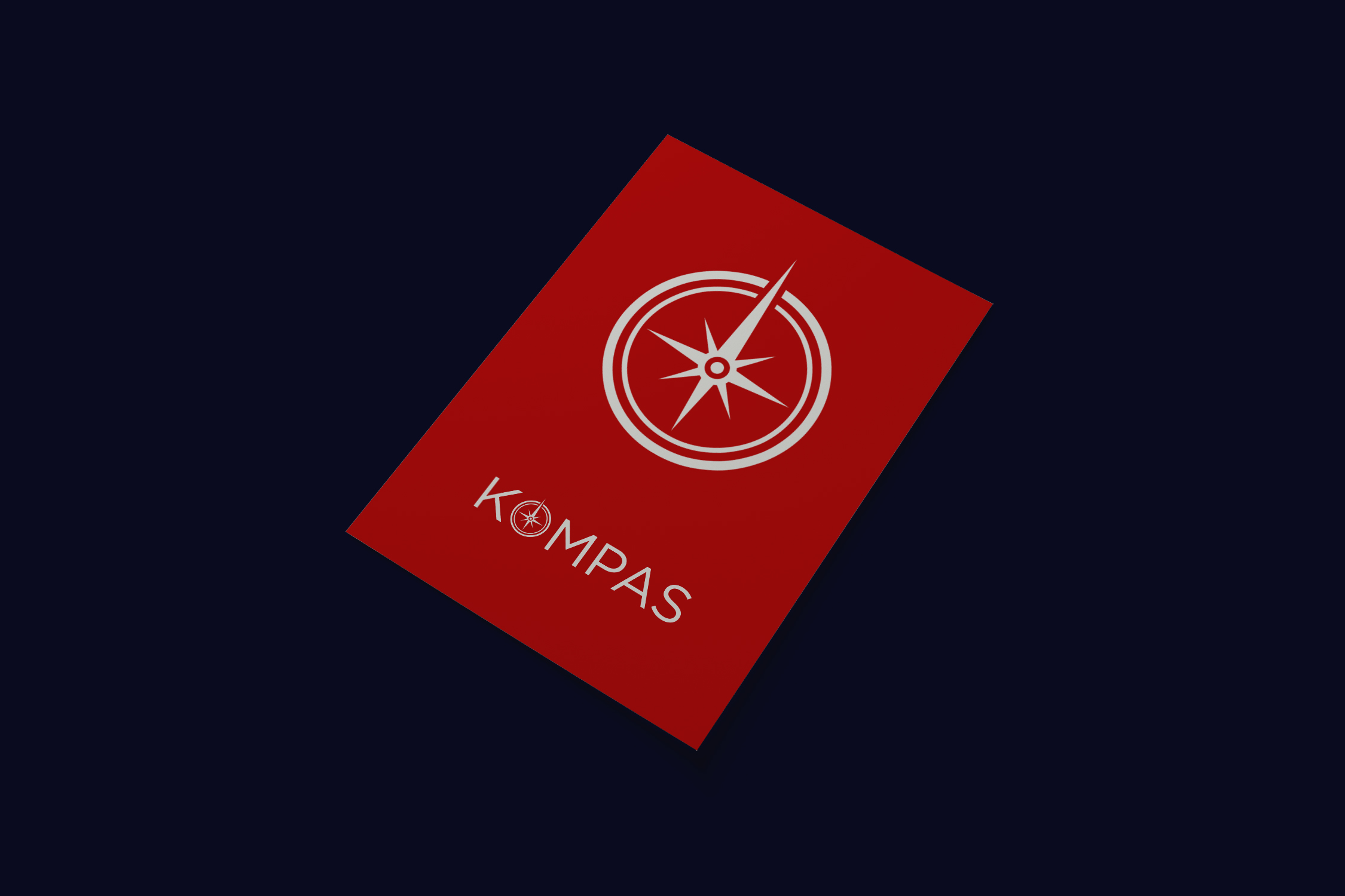Kompass rebranding logo displayed on A4 paper mockup