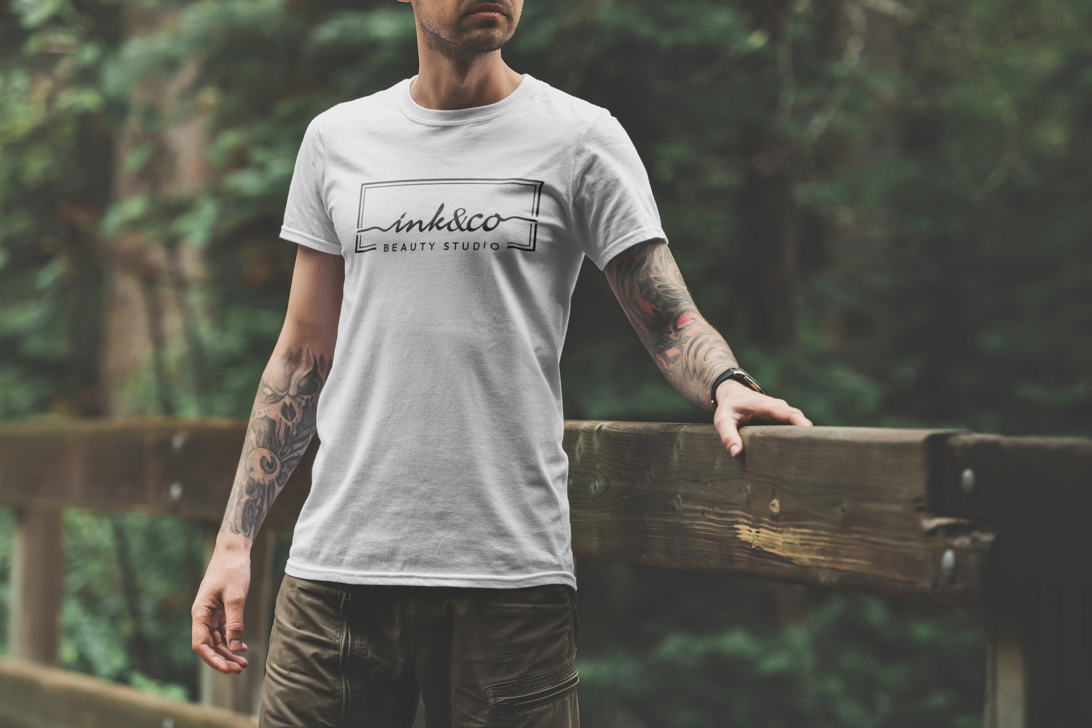 Ink & Co minimal logo design t-shirt mockup (adventure edition)