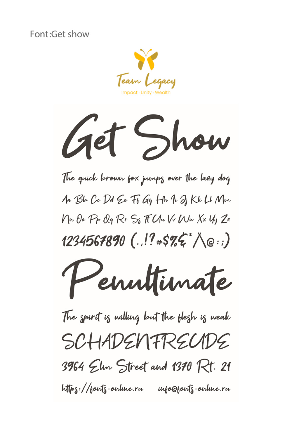 Get Show Font in Team Legacy Logo