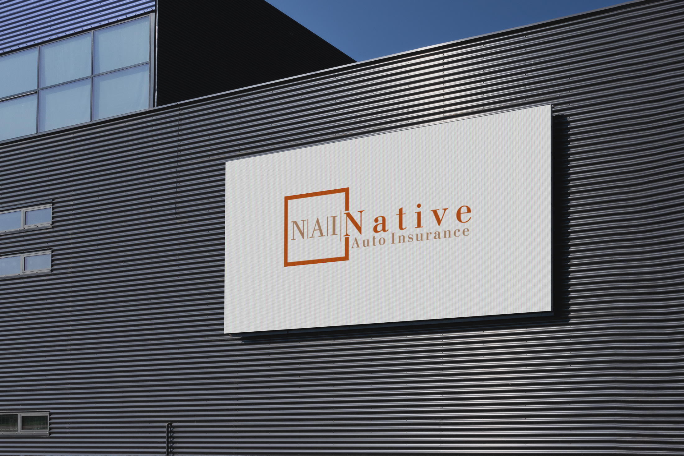 Native Auto Insurance logo on digital screen