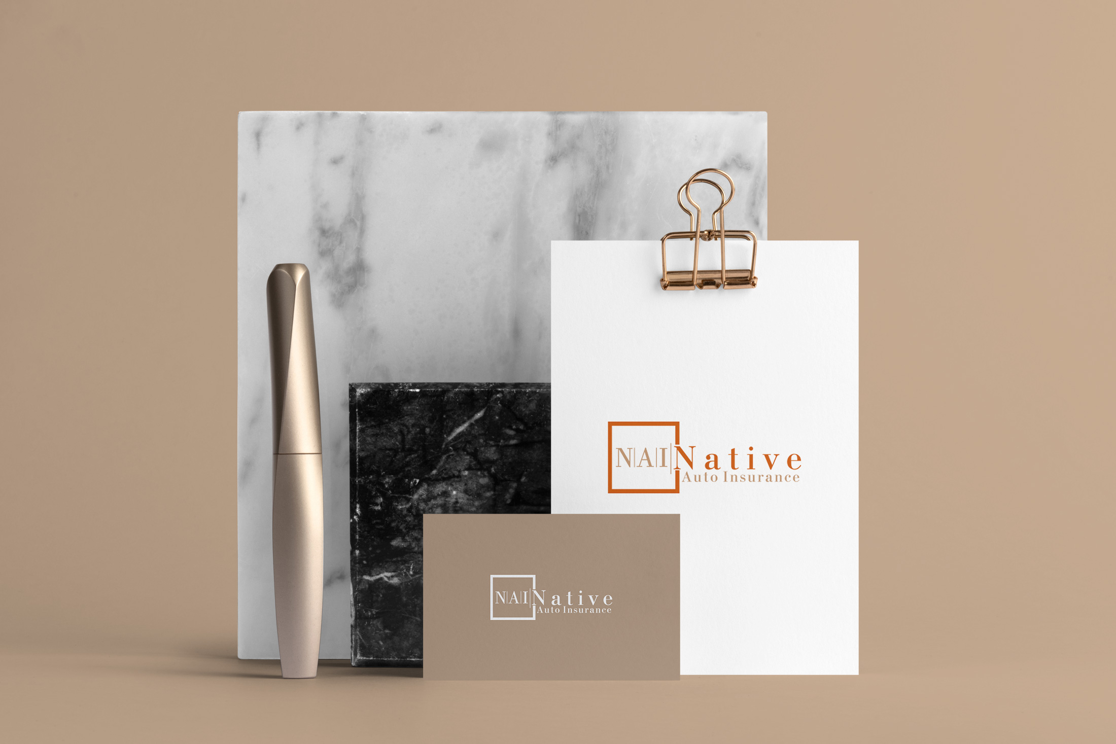 Native Auto Insurance logo in signature branding mockup