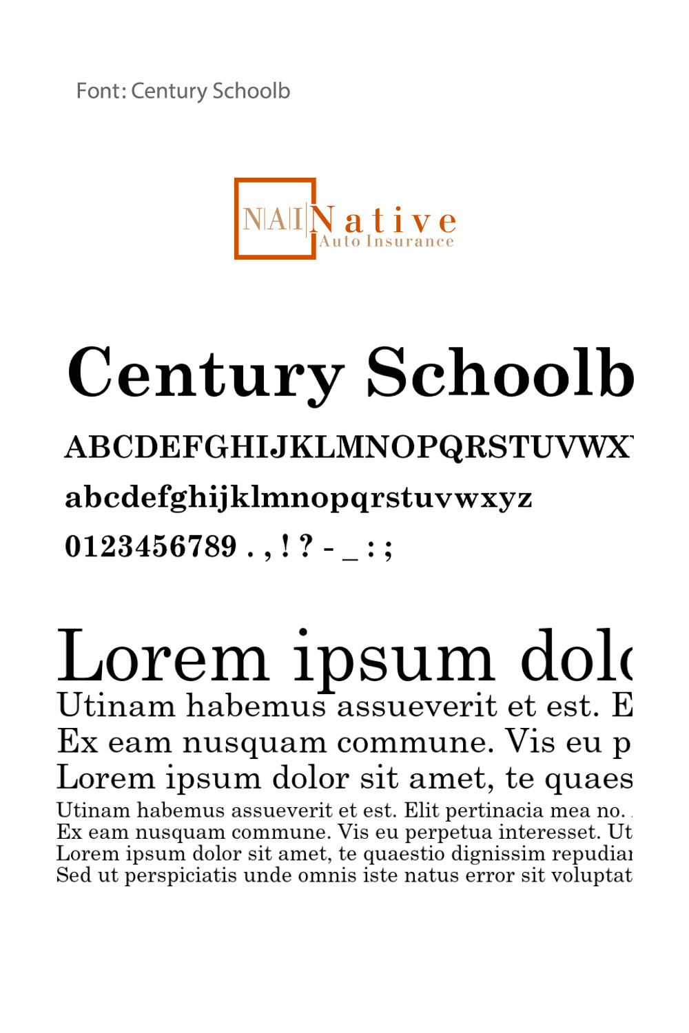 Century Schoolbook font used in Native Auto Insurance logo