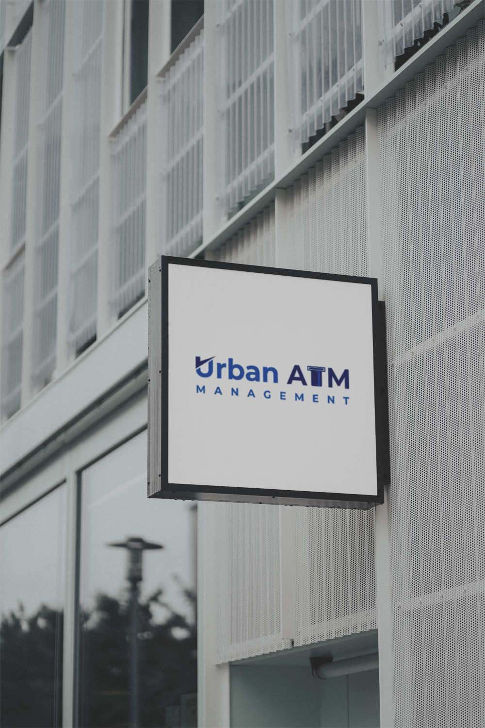 Urban ATM Square Sign Mockup