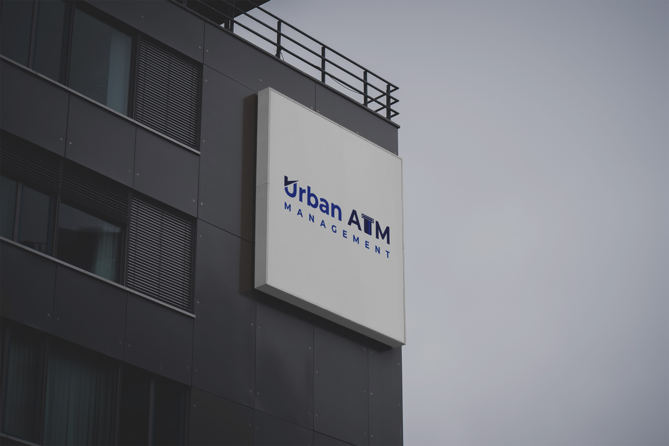 Urban ATM Building Sign Mockup