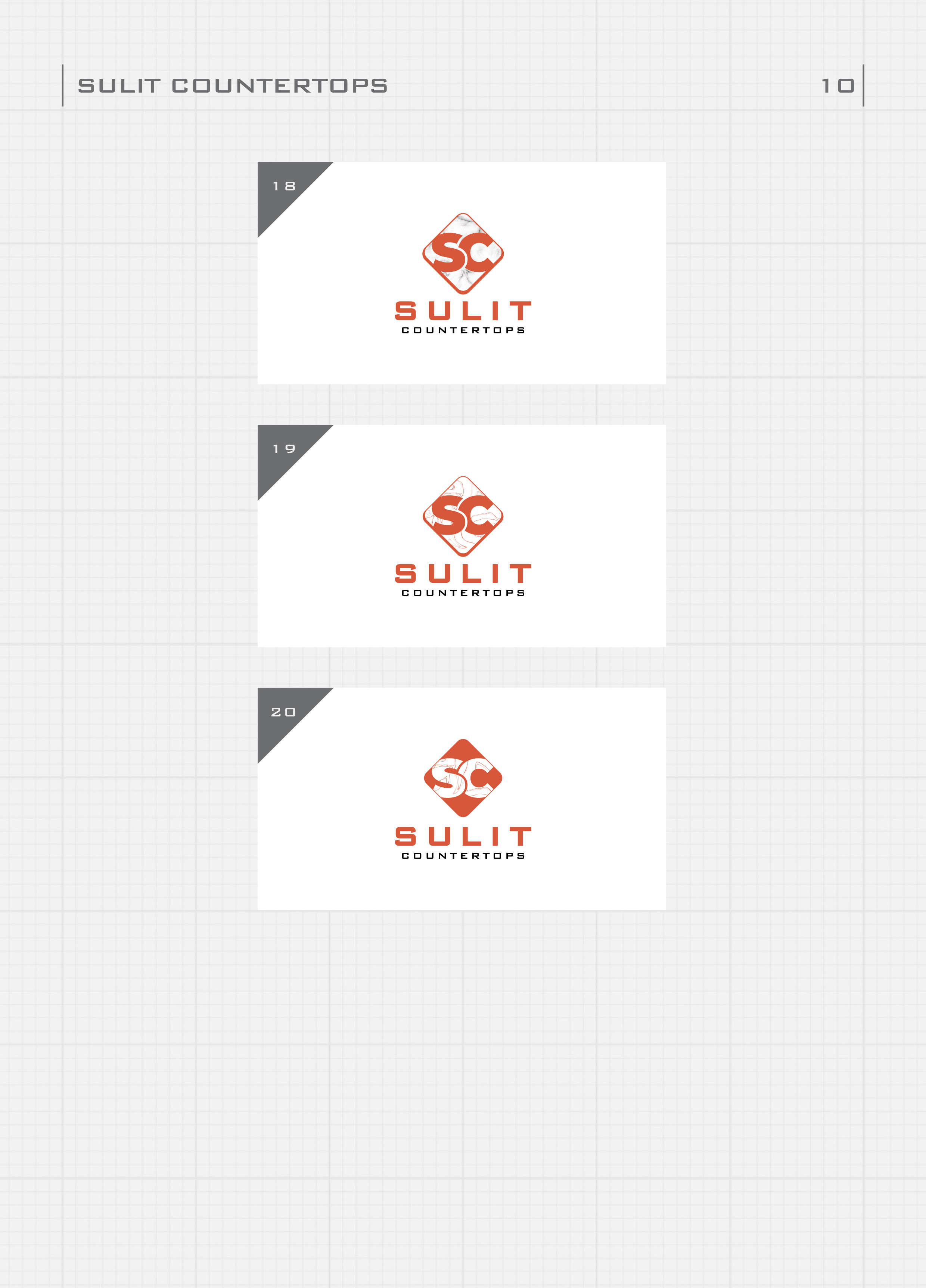 Final logo options for Sulit Countertops including detailed imagery