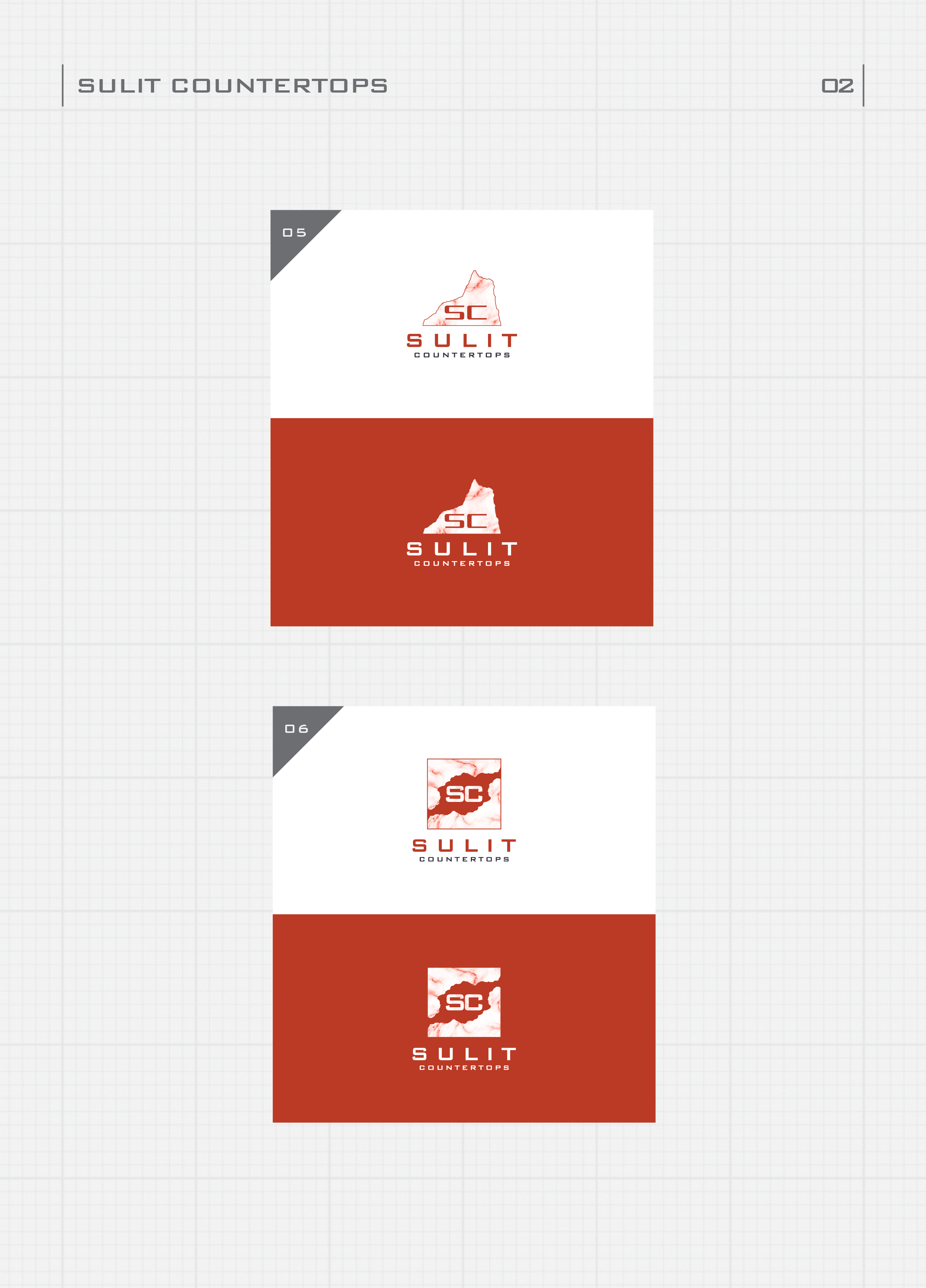 Sulit Countertops brand sheet featuring logo, colors, and typography