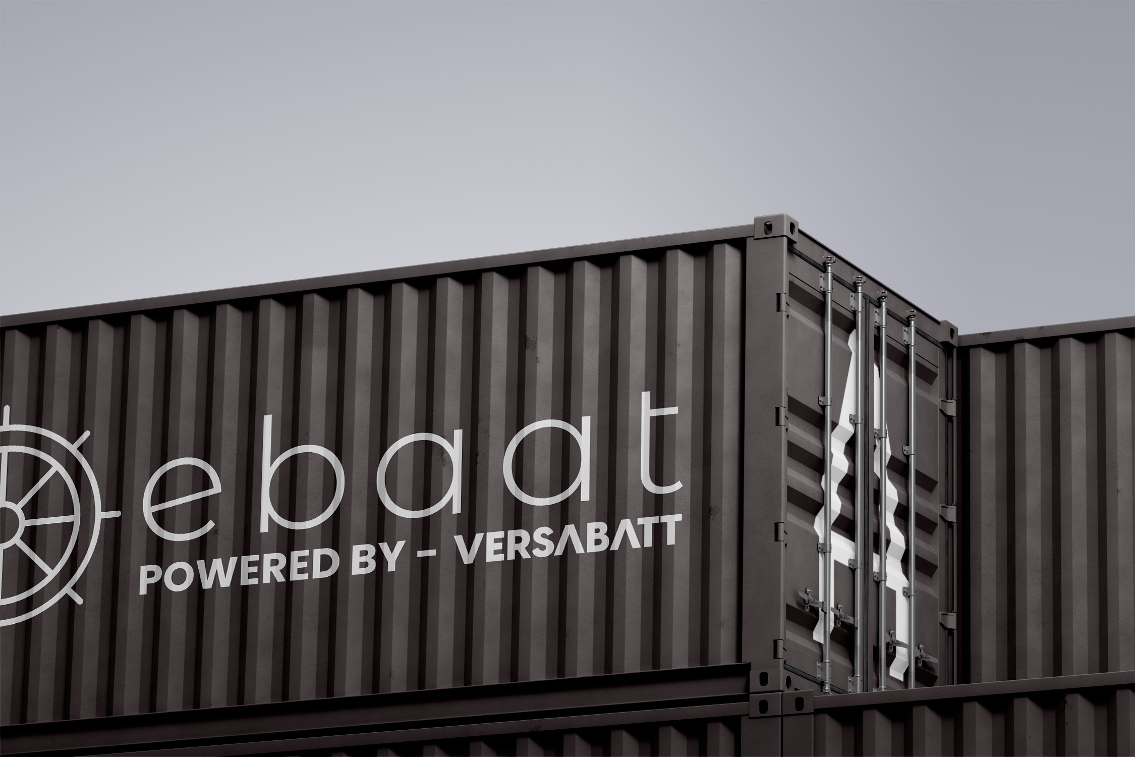 Ebaat Logo design mockup featuring containers – part of a professional branding case study by BrandInReview
