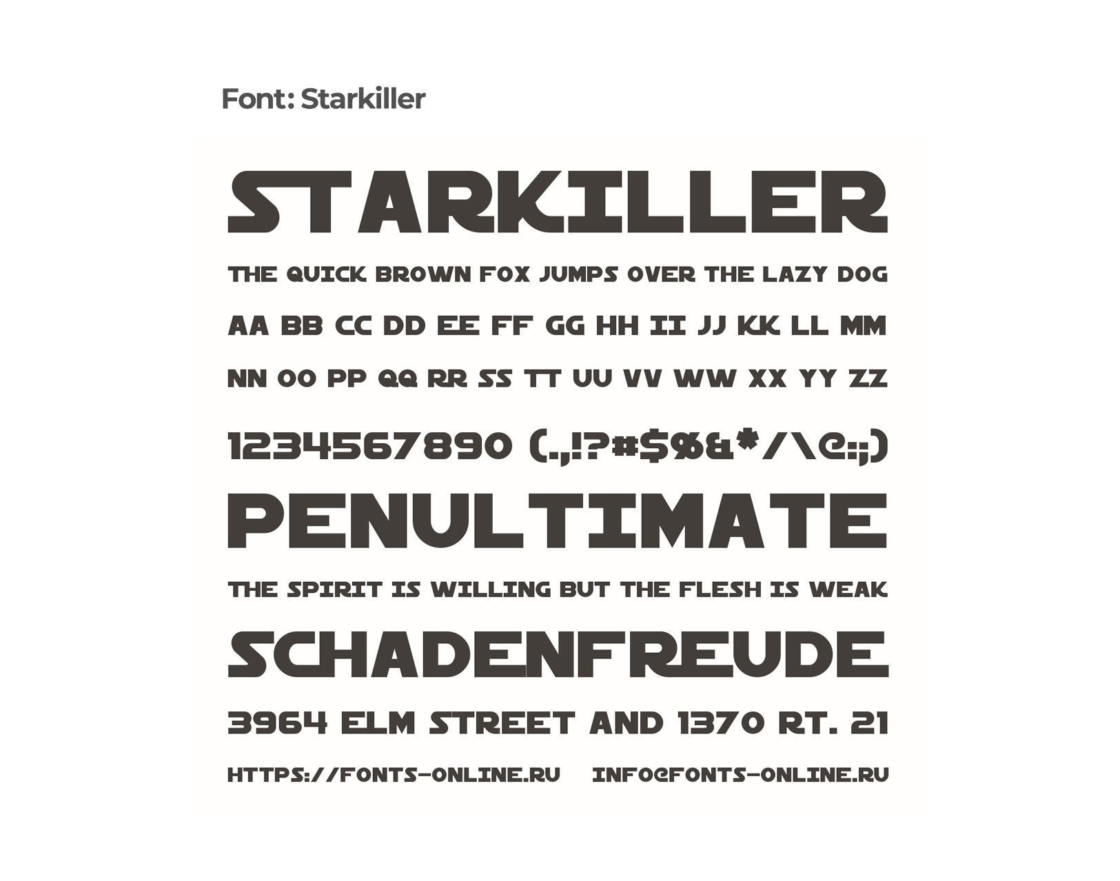 Starkiller Font Display