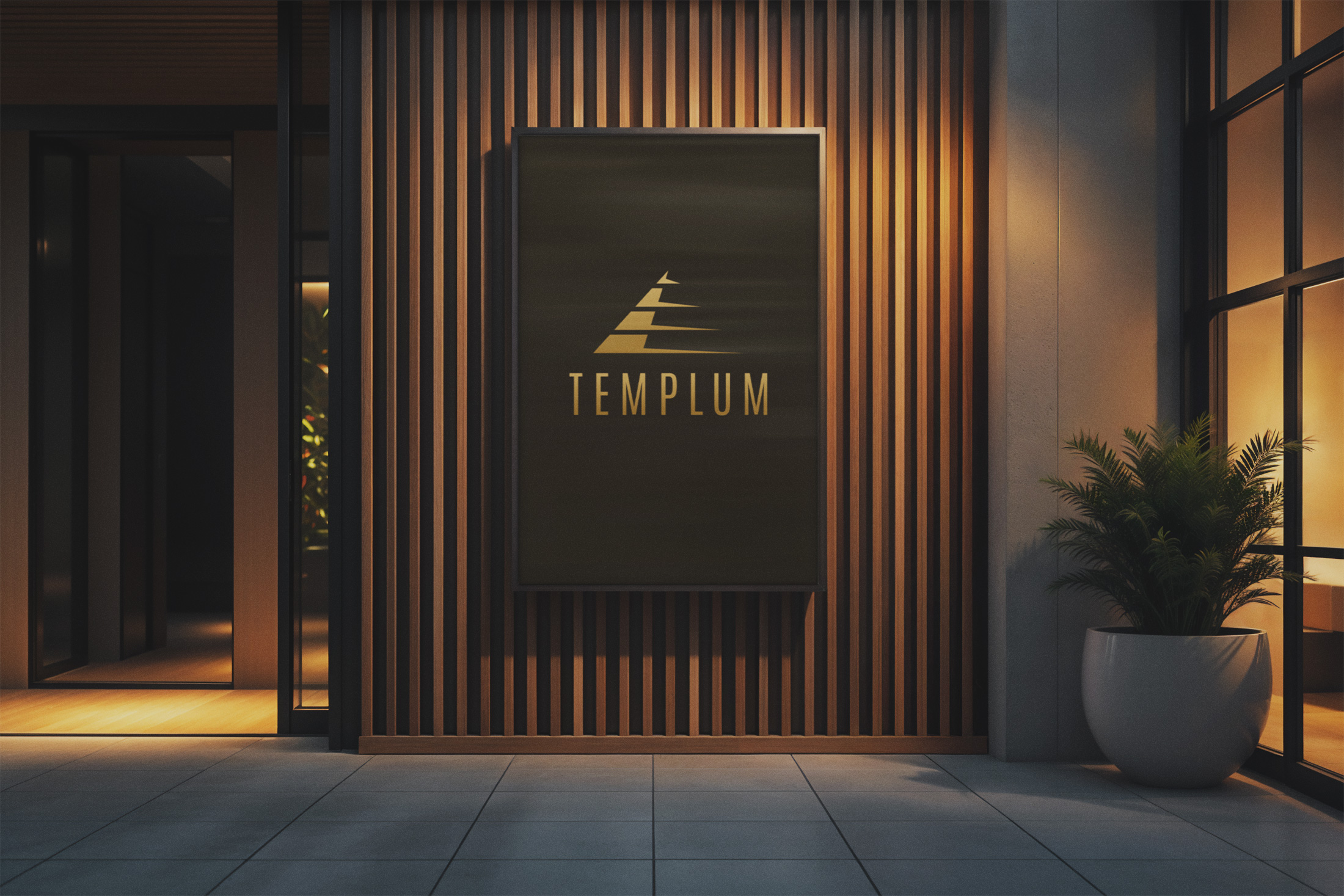 Templum logo in a lobby setting