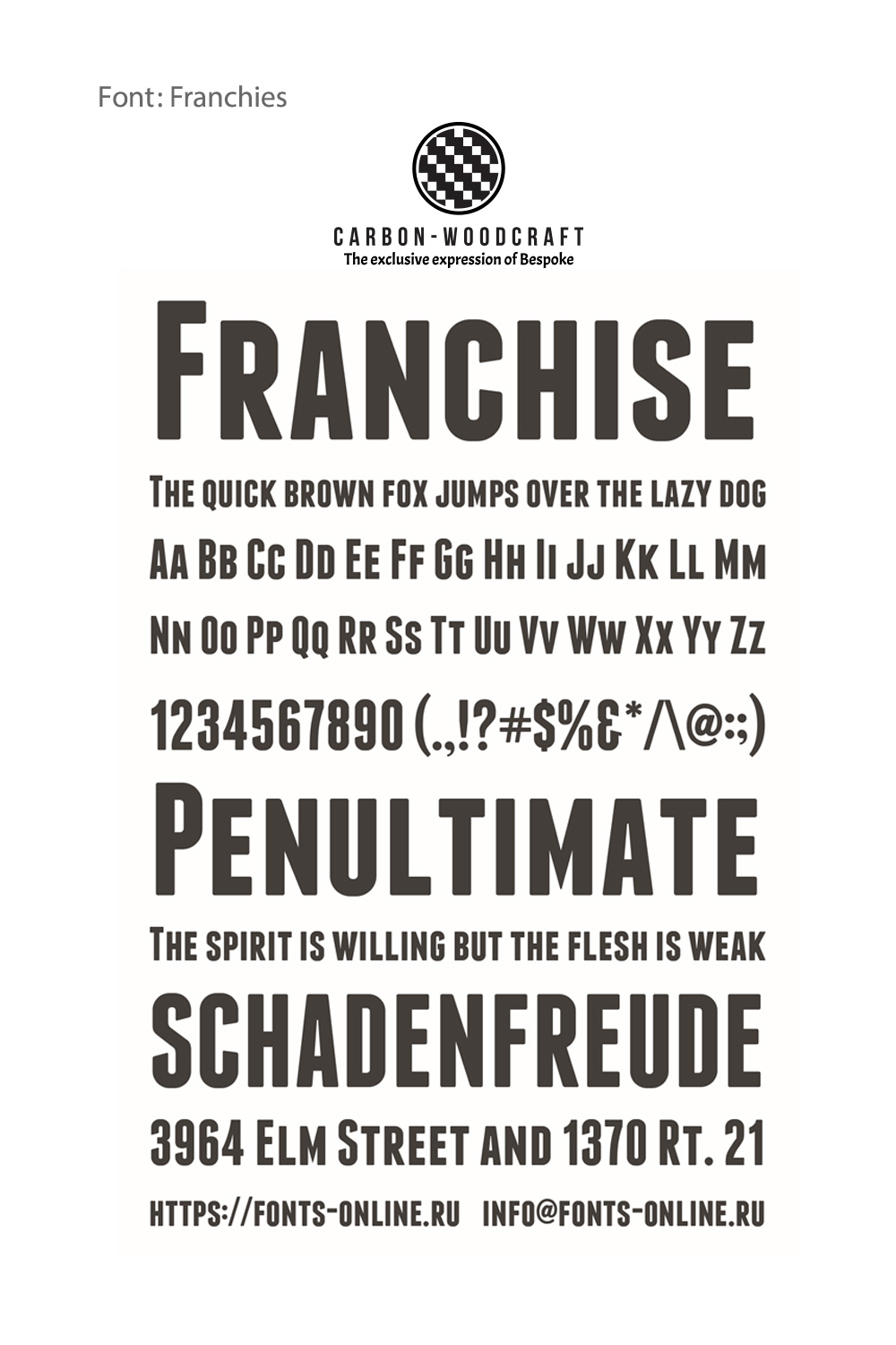 Franchies Bold Font Used for Carbon-Woodcraft