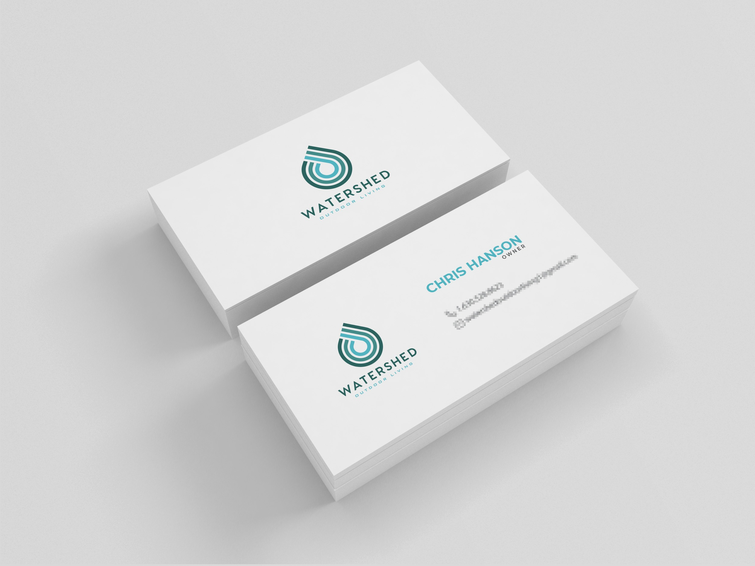 Watershed Outdoor Living business card design showcasing brand identity