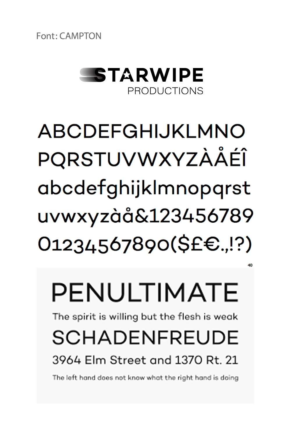 Campton Font Used in Starwipe Productions Logo